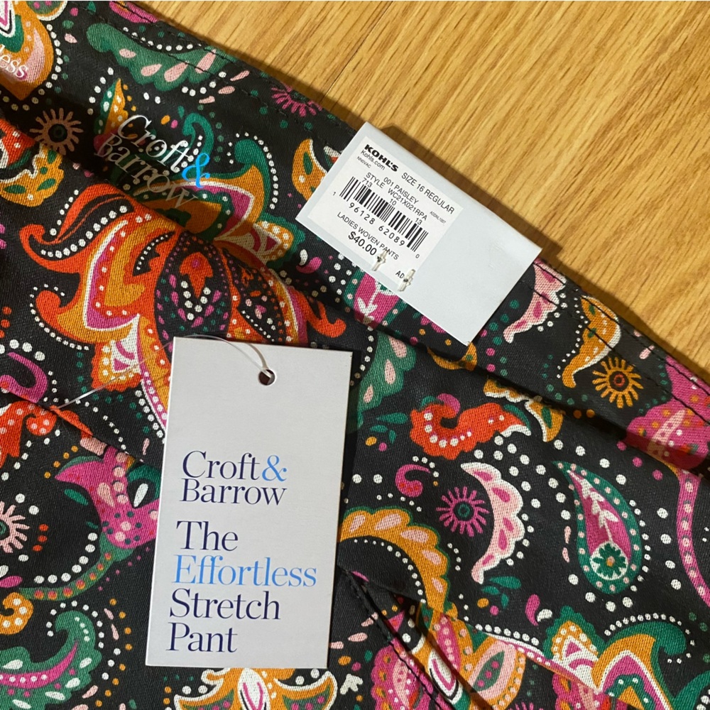 🏷️🏷️NWT Croft & borrow paisley woven the effortless stretch pant ladies reg 16 - Picture 5 of 9